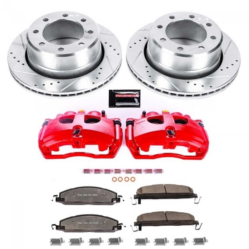 Power Stop Rear Z36 Truck & Tow Brake Pad and Rotor Kit with Red Powder Coated Calipers for 09-12 Dodge Ram 3500