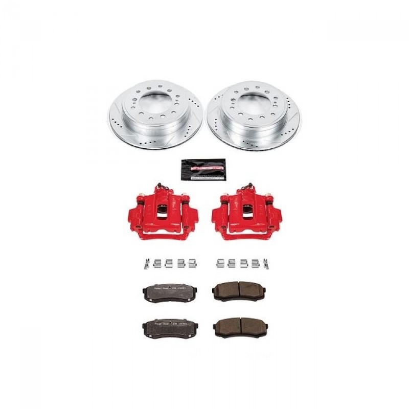 Power Stop Rear Z36 Truck & Tow Brake Pad and Rotor Kit with Red Powder Coated Calipers for 10-14 Toyota FJ Cruiser