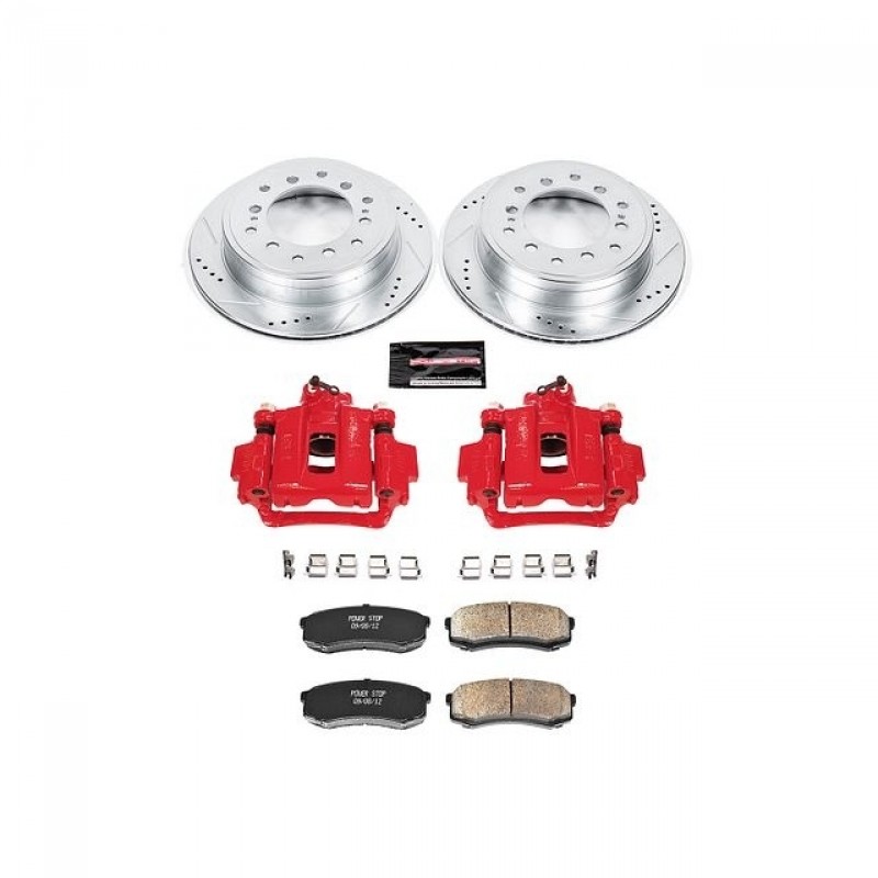 Power Stop Rear Z23 Evolution Brake Pad and Rotor Kit with Red Powder Coated Calipers for 10-14 Toyota FJ Cruiser