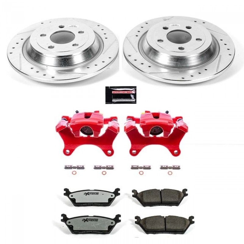 Power Stop Rear Z36 Truck & Tow Brake Pad and Rotor Kit with Red Powder Coated Calipers for 15-17 Ford F150