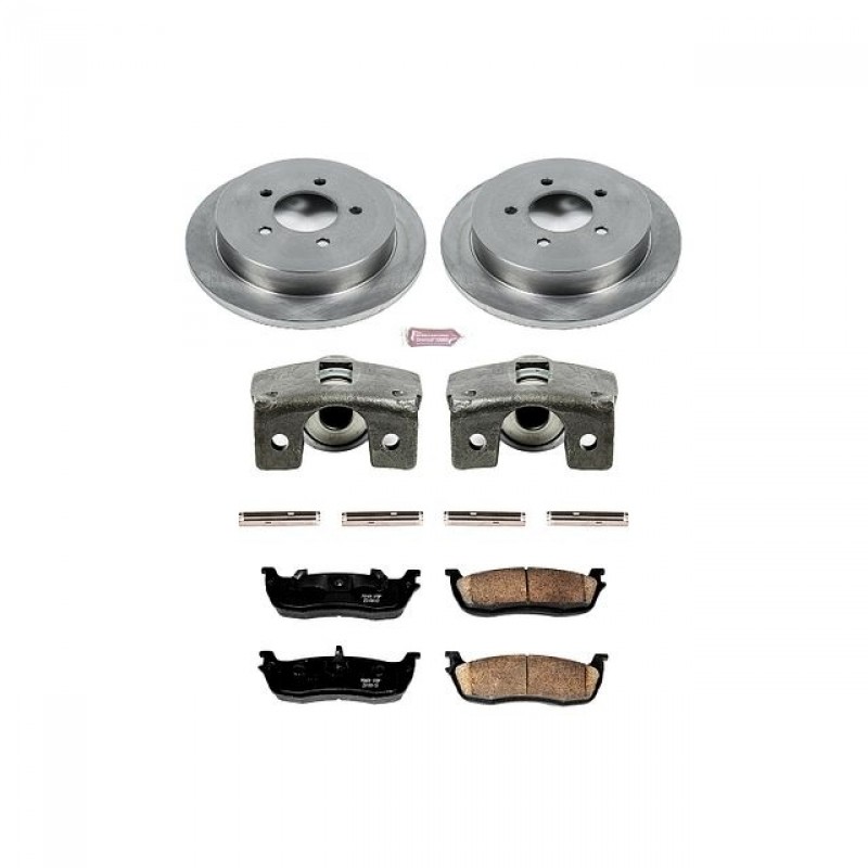 Power Stop Rear Stock Replacement Brake Pad and Rotor Kit with Calipers for 99-03 Ford F150, 2004 F150 Heritage