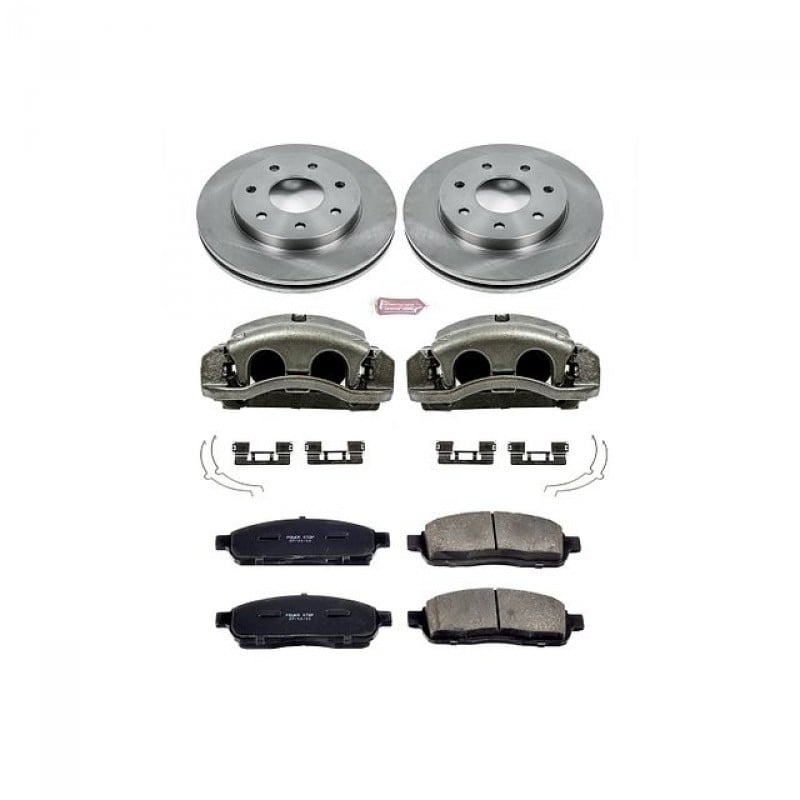 Power Stop Front Stock Replacement Brake Pad and Rotor Kit with Calipers for 05-08 Ford F150 4WD 7-Lug
