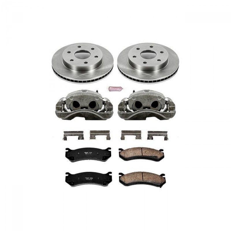 Power Stop Front Stock Replacement Brake Pad and Rotor Kit with Calipers for 99-06 Chevrolet Silverado and GMC Sierra 1500