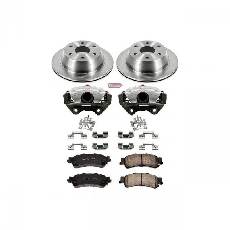 Power Stop Rear Stock Replacement Brake Pad and Rotor Kit with Calipers for 99-06 Chevrolet Silverado and GMC Sierra 1500, 2007 Classic Model