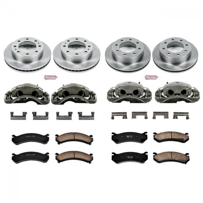 Power Stop Front and Rear Stock Replacement Brake Pad and Rotor Kit with Calipers for 01-03 and 05-06 Chevrolet Silverado and GMC Sierra 1500 HD, 2007 Classic Model