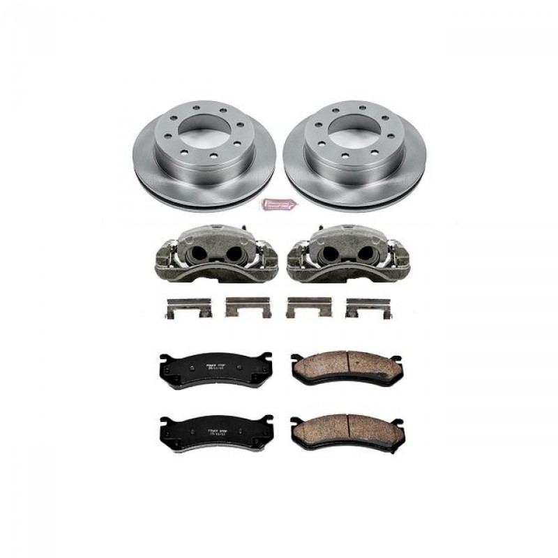 Power Stop Rear Stock Replacement Brake Pad and Rotor Kit with Calipers for 01-03 and 05-06 Chevrolet Silverado and GMC Sierra 1500 HD, 2007 Classic Model