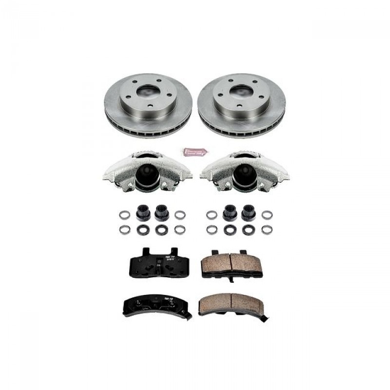 Power Stop Front Stock Replacement Brake Pad and Rotor Kit with Calipers 94-99 Dodge Ram 1500
