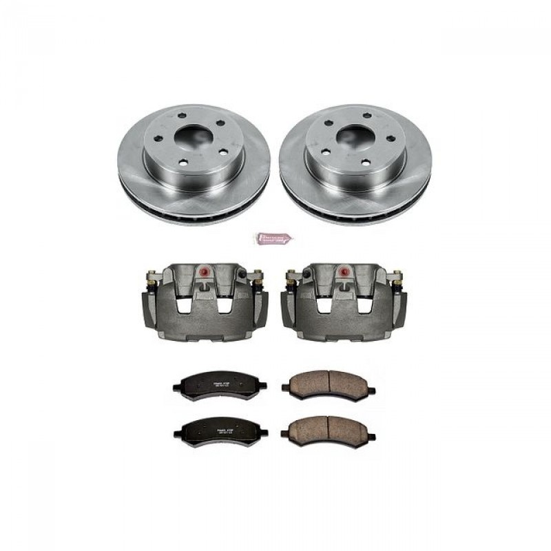 Power Stop Front Stock Replacement Brake Pad and Rotor Kit with Calipers for 09-10 Dodge Dakota