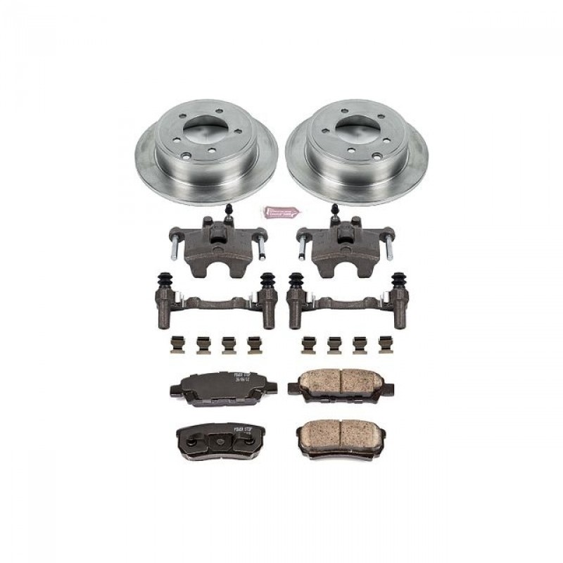 Power Stop Rear Stock Replacement Brake Pad and Rotor Kit with Calipers for 07-17 Jeep Compass and Patriot