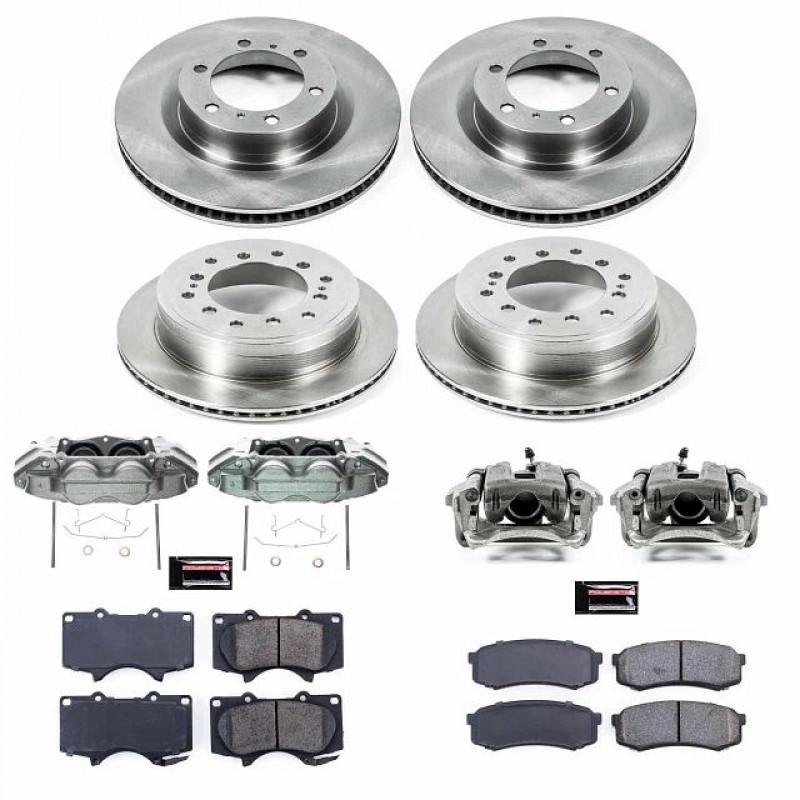Power Stop Front and Rear Stock Replacement Brake Pad and Rotor Kit with Calipers for 2015+ Toyota 4Runner