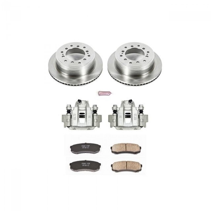 Power Stop Rear Stock Replacement Brake Pad and Rotor Kit with Calipers for 10-14 Toyota FJ Cruiser