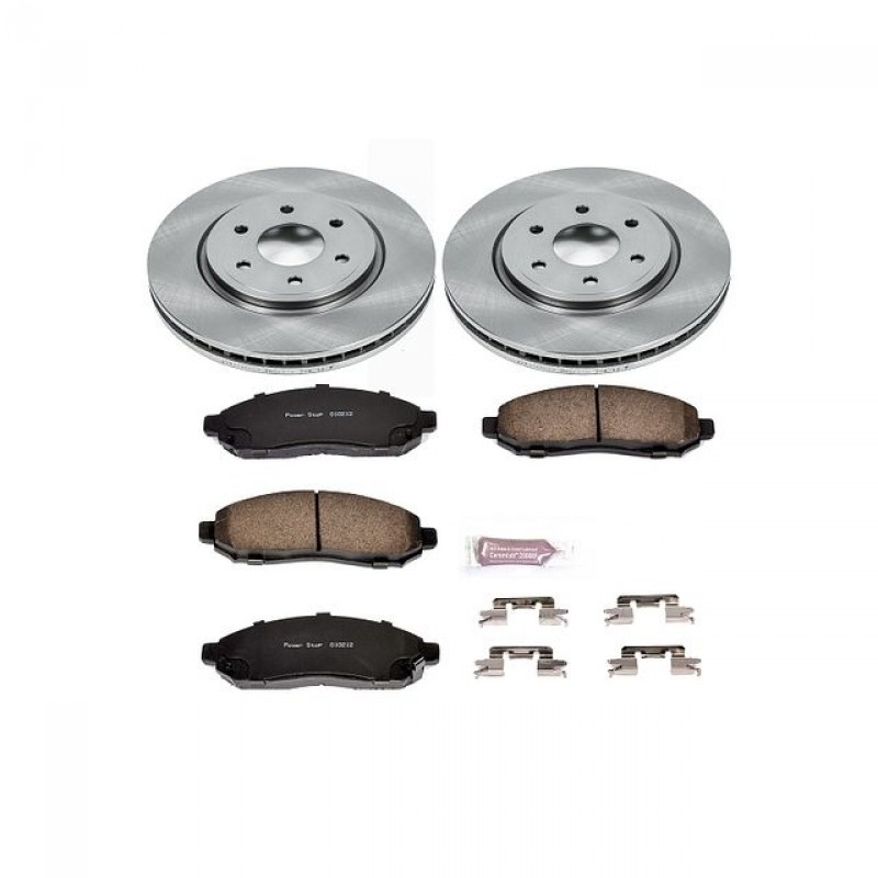 Power Stop Front Stock Replacement Brake Pad and Rotor Kit for 05-12 Nissan Pathfinder, 05-18 Frontier, 05-15 Xterra