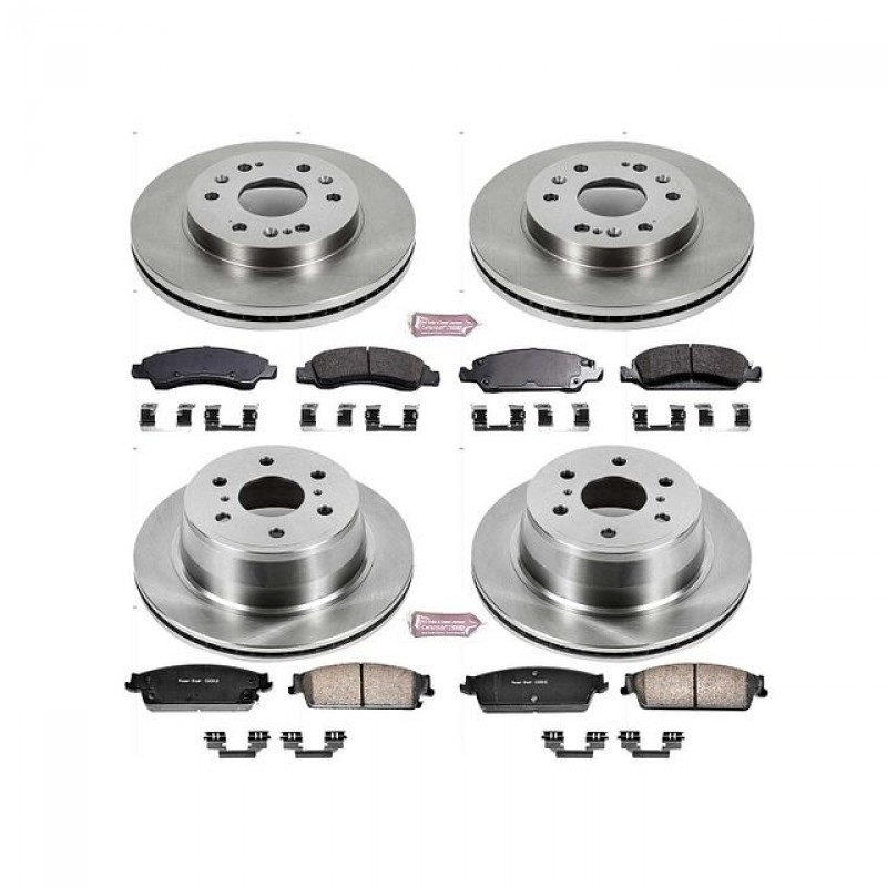 Power Stop Front and Rear Stock Replacement Brake Pad and Rotor Kit for 07-13 Chevrolet Silverado and GMC Sierra 1500