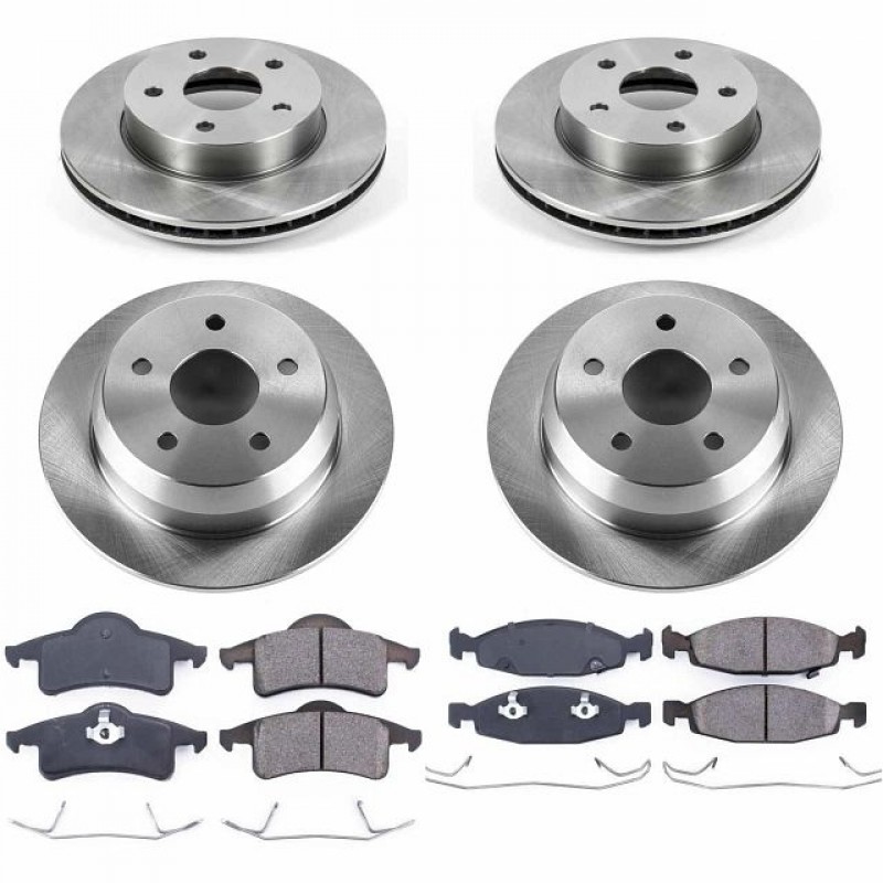 Power Stop Front and Rear Stock Replacement Brake Pad and Rotor Kit for 99-02 Jeep Grand Cherokee WJ