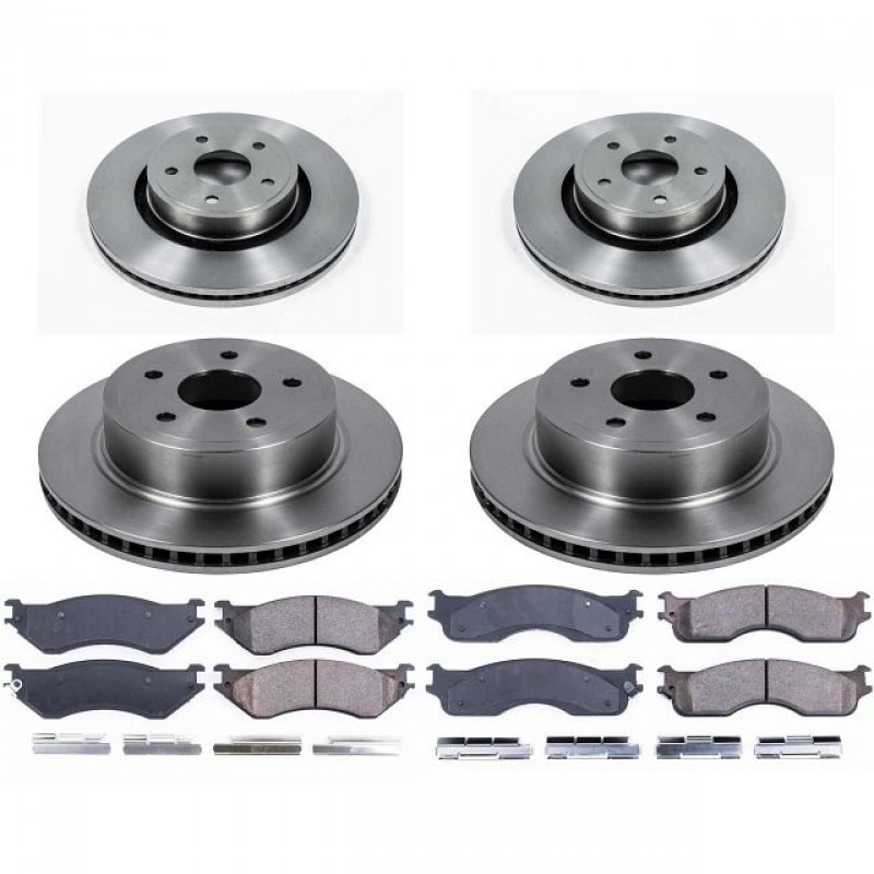 Power Stop Front and Rear Stock Replacement Brake Pad and Rotor Kit for 2004 Dodge Ram 1500