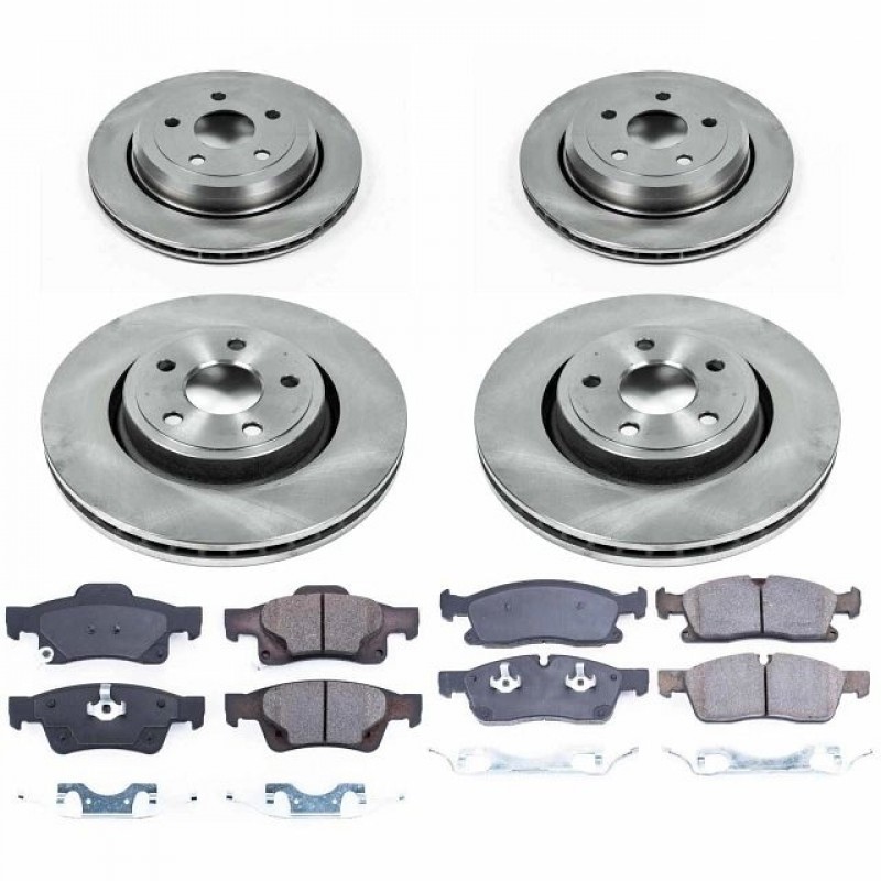 Power Stop Front and Rear Stock Replacement Brake Pad and Rotor Kit for 13-15 Jeep Grand Cherokee WK