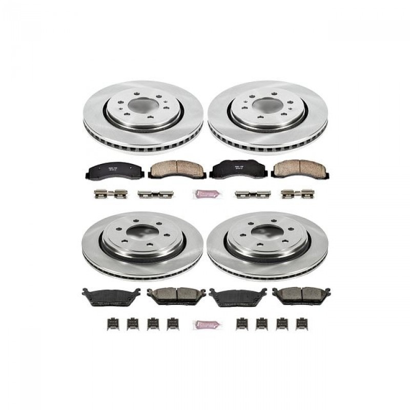 Power Stop Front and Rear Stock Replacement Brake Pad and Rotor Kit for 15-17 Ford F150