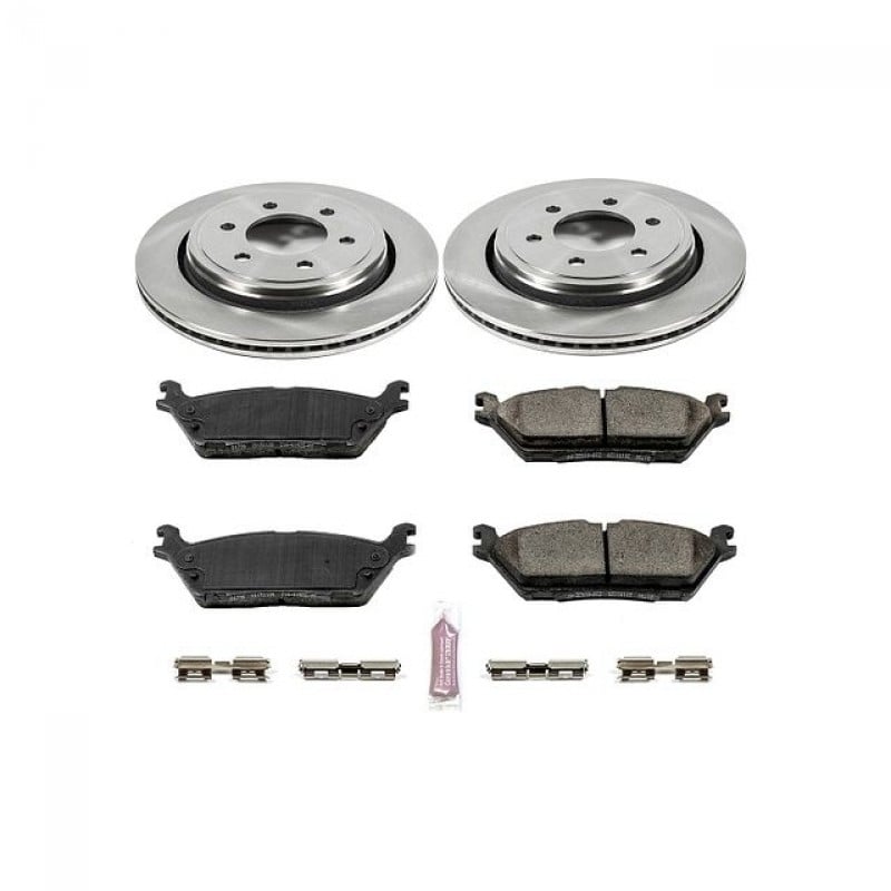 Power Stop Rear Stock Replacement Brake Pad and Rotor Kit for 15-17 Ford F150