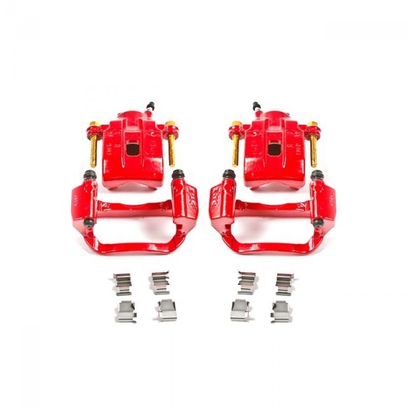 Power Stop Rear Pair of Red Powder Coated Calipers for 07-15 Toyota Tundra