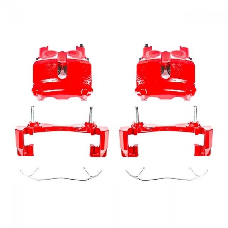Power Stop Front Pair of Red Powder Coated Calipers for 99-02 Jeep Grand Cherokee WJ