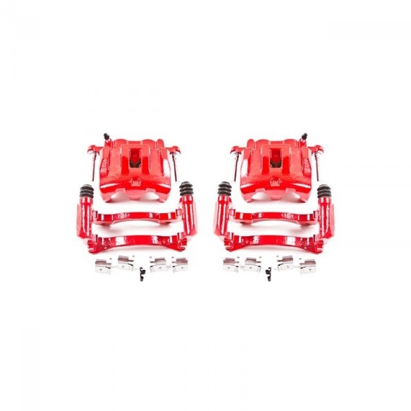 Power Stop Front Pair of Red Powder Coated Calipers for 99-04 Jeep Grand Cherokee WJ