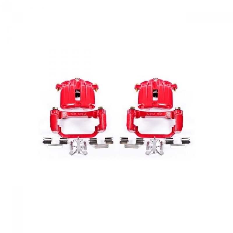 Power Stop Rear Pair of Red Powder Coated Calipers for 03-06 Chevrolet Silverado and GMC Sierra 1500, 2007 Classic Model with Single Piston Rear Calipers