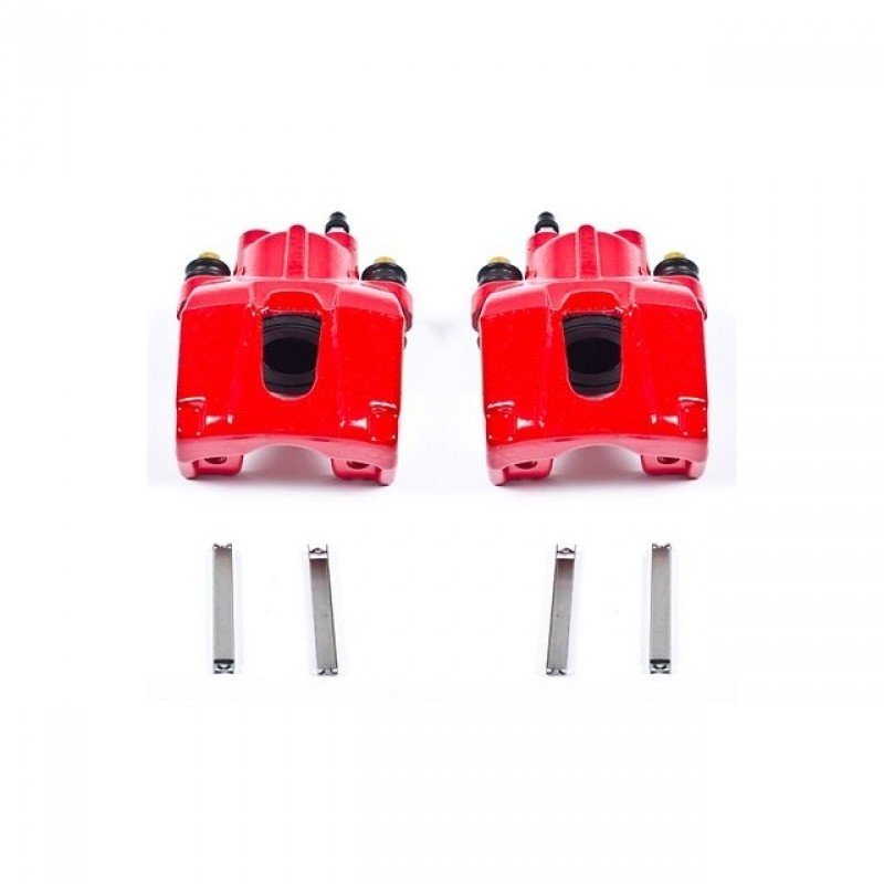 Power Stop Rear Pair of Red Powder Coated Calipers for 05-10 Jeep Grand Cherokee WK, 06-10 Commander