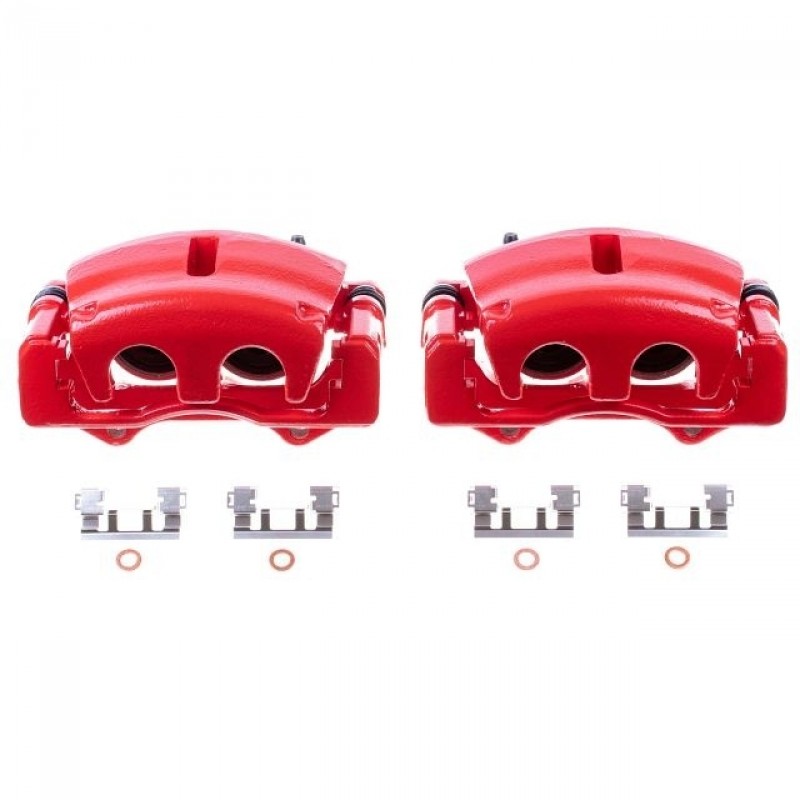 Power Stop Front Pair of Red Powder Coated Calipers for 09-12 Jeep Grand Cherokee, 06-10 Commander
