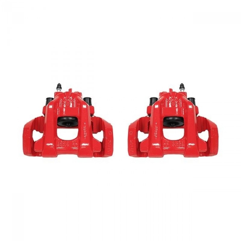 Power Stop Rear Pair of Red Powder Coated Calipers for 11-20 Jeep Grand Cherokee with Solid Rear Rotors