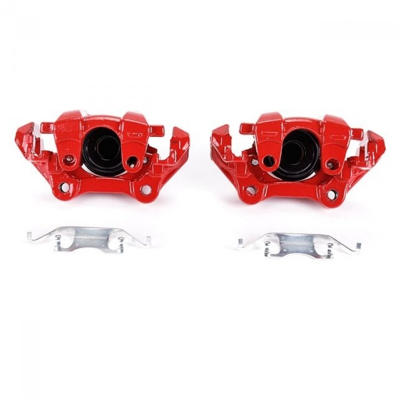 Power Stop Rear Pair of Red Powder Coated Calipers for 11+ Jeep Grand Cherokee with Vented Rear Rotors
