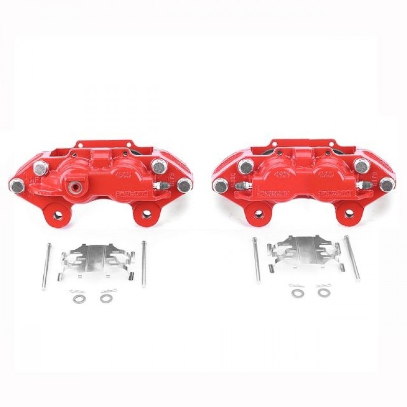 Power Stop Front Pair of Red Powder Coated Calipers for 15-20 Chevrolet Colorado and GMC Canyon