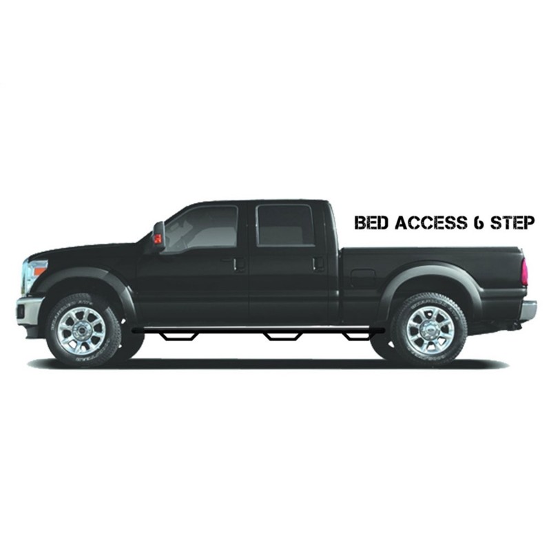N-Fab Podium Step SS - Wheel-to-Wheel with Bed Access (3 Steps per Side) - 3 in. Main Tube Diameter - 2017-2019 Chevy Si