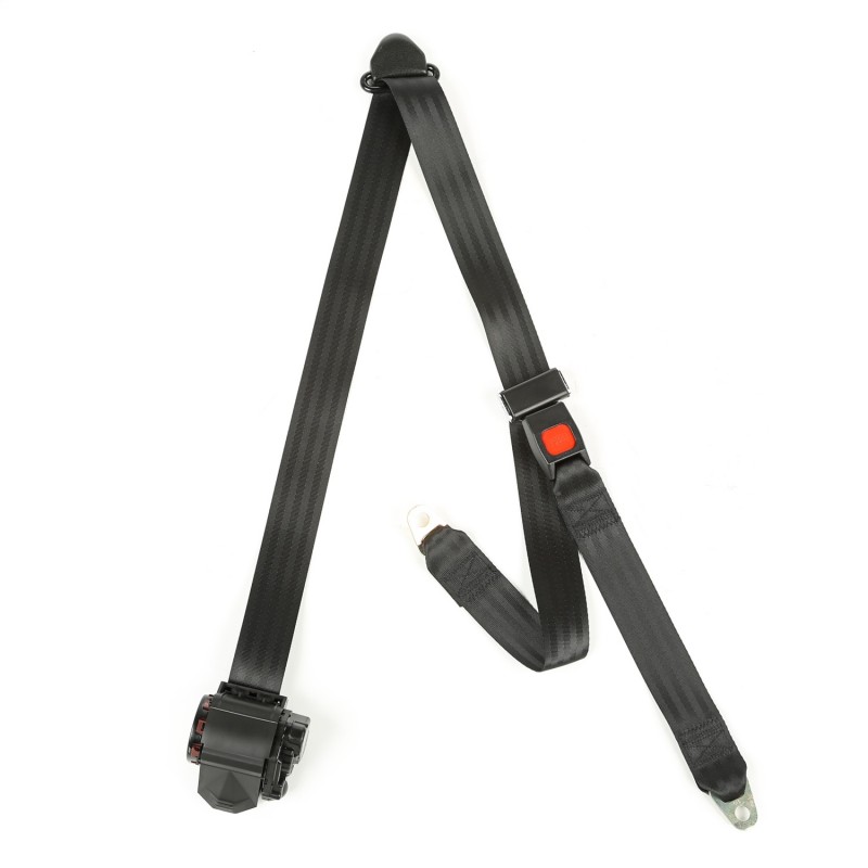 Omix This black 3-point tri-lock off road seat belt fits the front seats in 87-91 Jeep Wrangler YJ. Sold individually. F