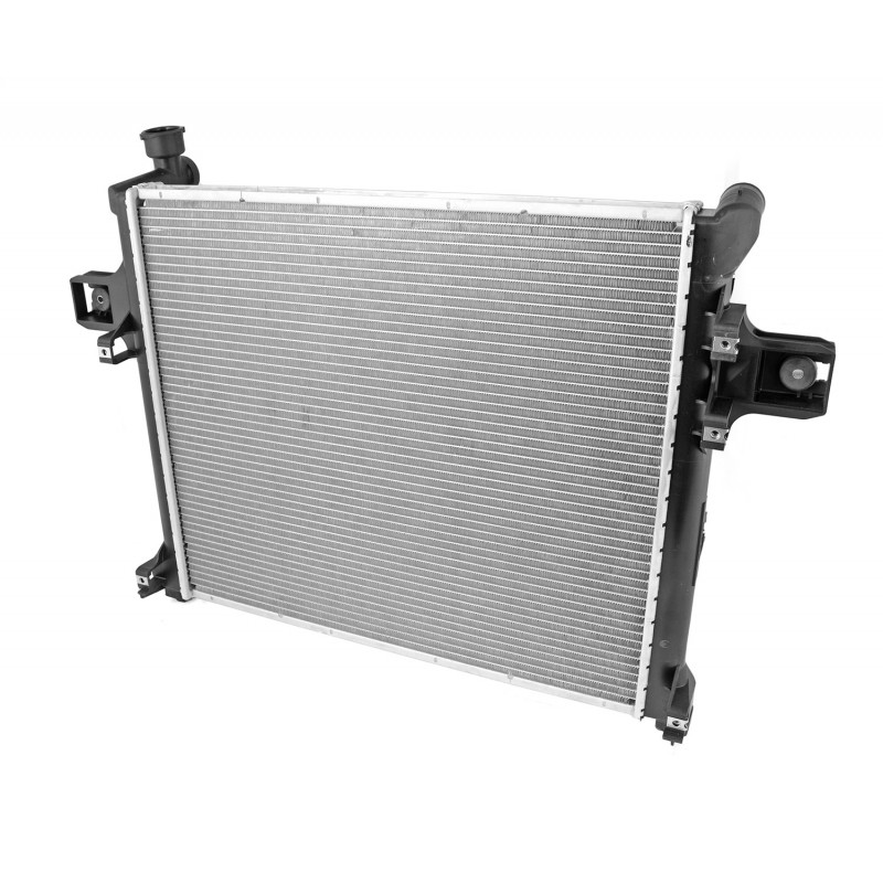 Omix This 1 row radiator from Omix fits 11-12 Jeep Grand Cherokee with a 3.7L/5.7L engine and automatic transmission.