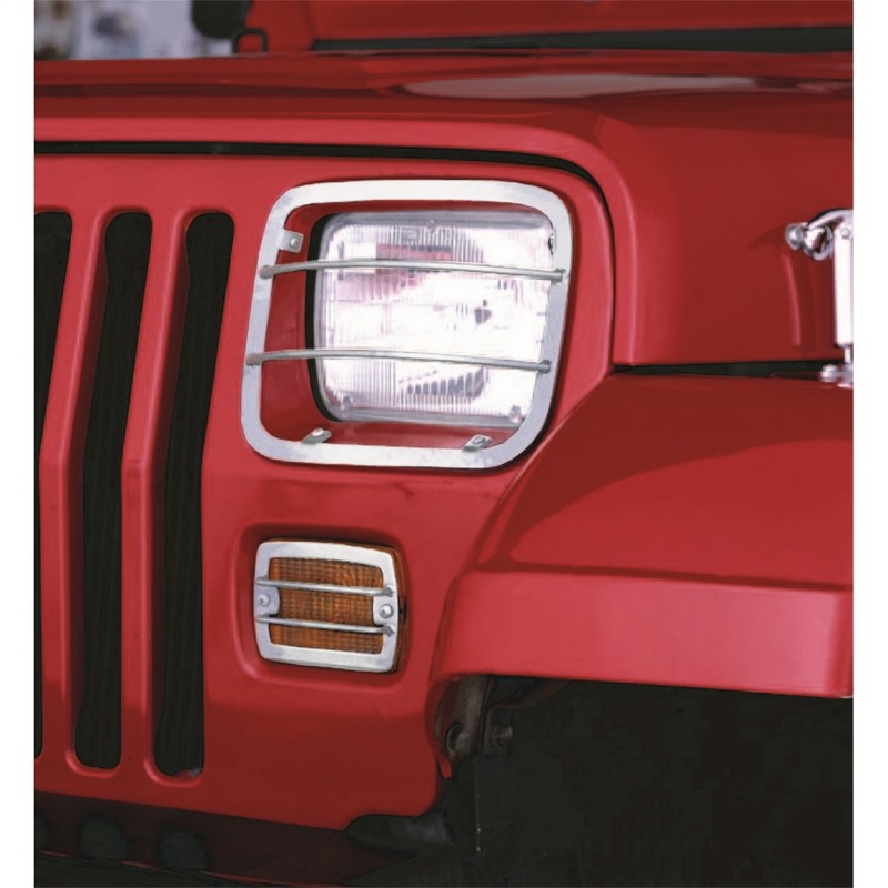 Rugged Ridge This 4 piece stainless steel euro guard set from Rugged Ridge protects the headlights and turn signal lense