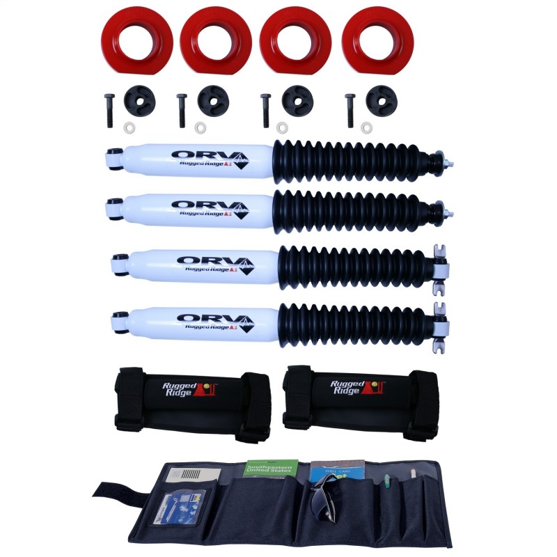 Rugged Ridge This2-inch coil spring spacer kit from Rugged Ridge fits 97-06 Jeep Wrangler TJ, 04-06 LJ Wrangler, and 99-