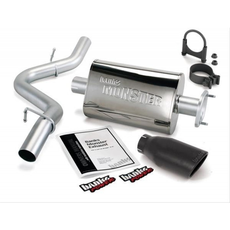 Banks Power Monster Exhaust System; S/S-Black Tip-2000-03 Jeep 2.5/4.0L; Wrangler; 2-Bolt Cat Conv