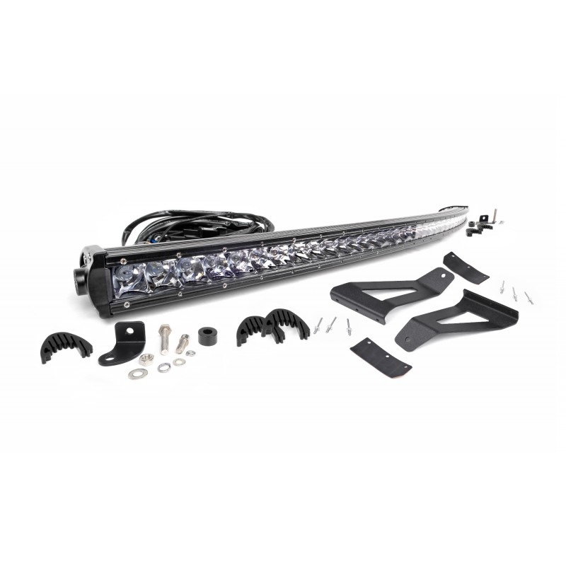 Rough Country 50" Single Row Chrome Series Curved LED Jeep Light Bar & Mount Kit (84-01 XJ Cherokee)