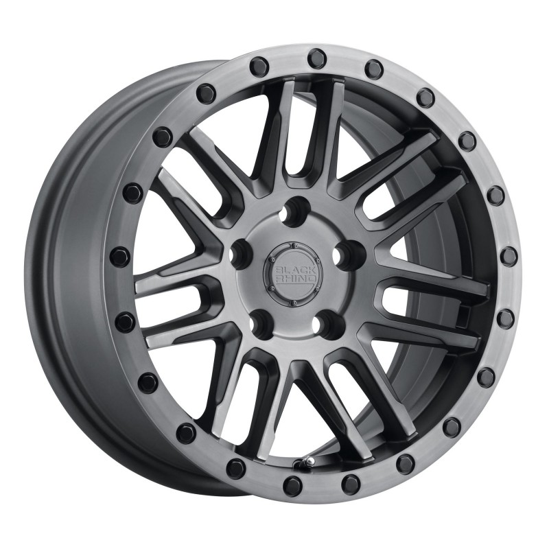 Black Rhino Arches 17"x8" Wheel, Bolt Pattern 5x5", BS 5.68", Offset 30, Bore 71.6 - Matte Brushed Gunmetal with Black Bolts