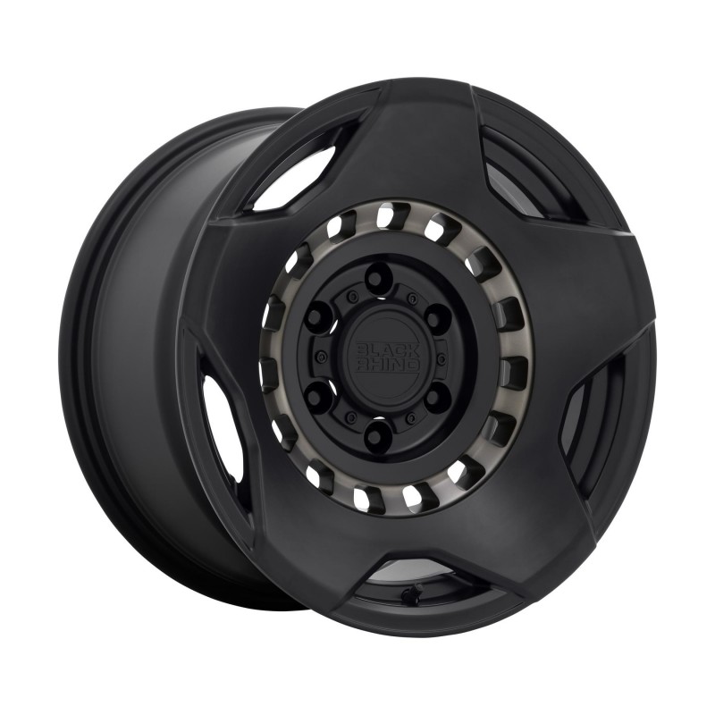 Black Rhino Muzzle 17"x9" Wheel, Bolt Pattern 5x5", BS 4.29", Offset -18, Bore 71.6 - Matte Black with Machined Tinted Ring