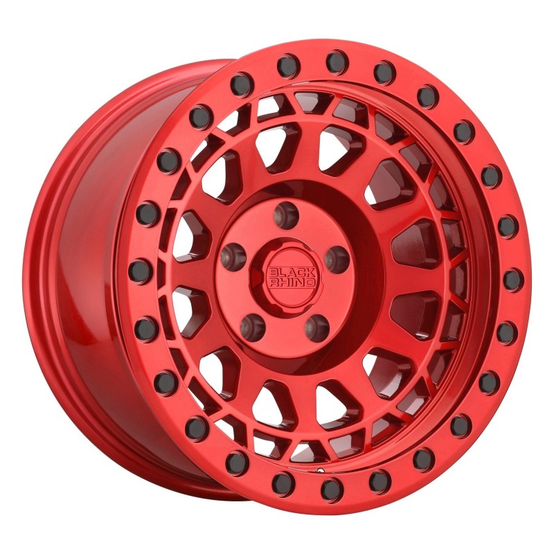 Black Rhino Primm 17"x9" Wheel, Bolt Pattern 6x5.5", BS 4.52", Offset -12, Bore 112.1 - Candy Red with Black Bolts