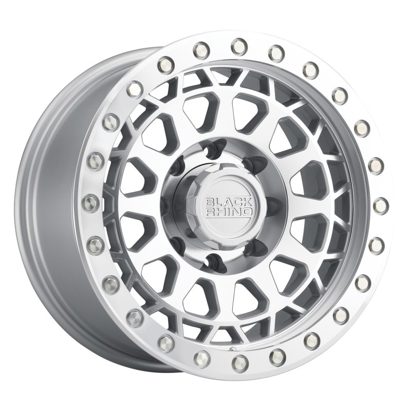Black Rhino Primm 17"x9" Wheel, Bolt Pattern 5x5", BS 4.29", Offset -18, Bore 71.6 - Silver with Mirror Face and Lip Edge