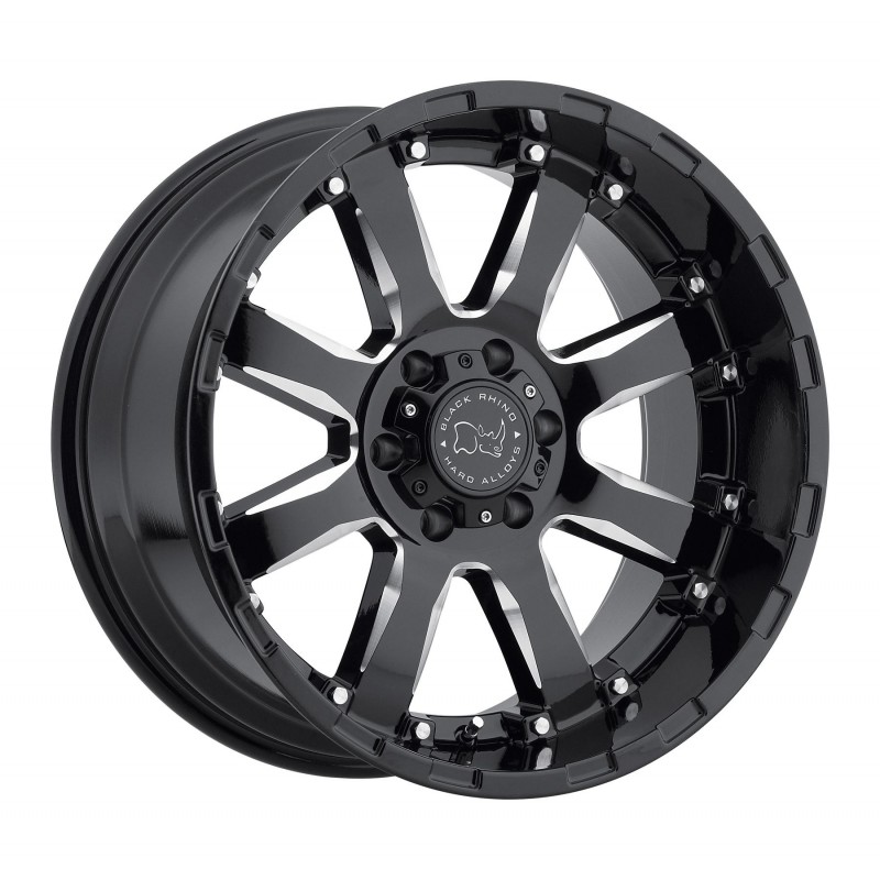 Black Rhino Sierra 18"x9" Wheel, Bolt Pattern 6x5.5", BS 5.5", Offset 12, Bore 112 - Gloss Black with Milled Spokes