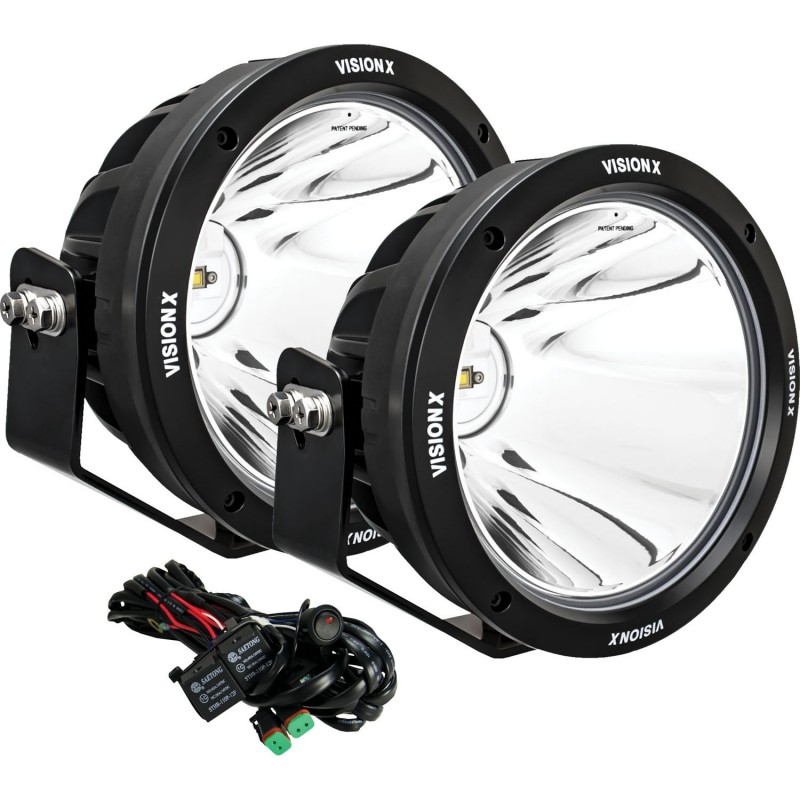 Vision X 8.7" CG2 Single Source 120 Watts Cannon Lights with Harness Using DTP Connectors - Pair