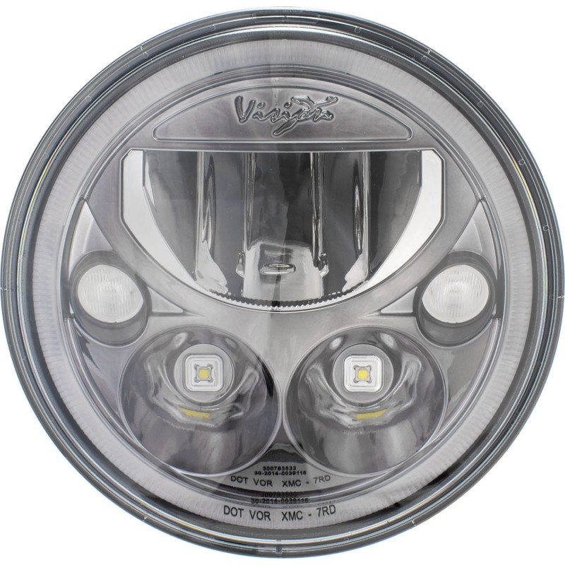Vision X 7" Round VX Series Single LED Headlight with Low-High-Halo, Black Chrome Face