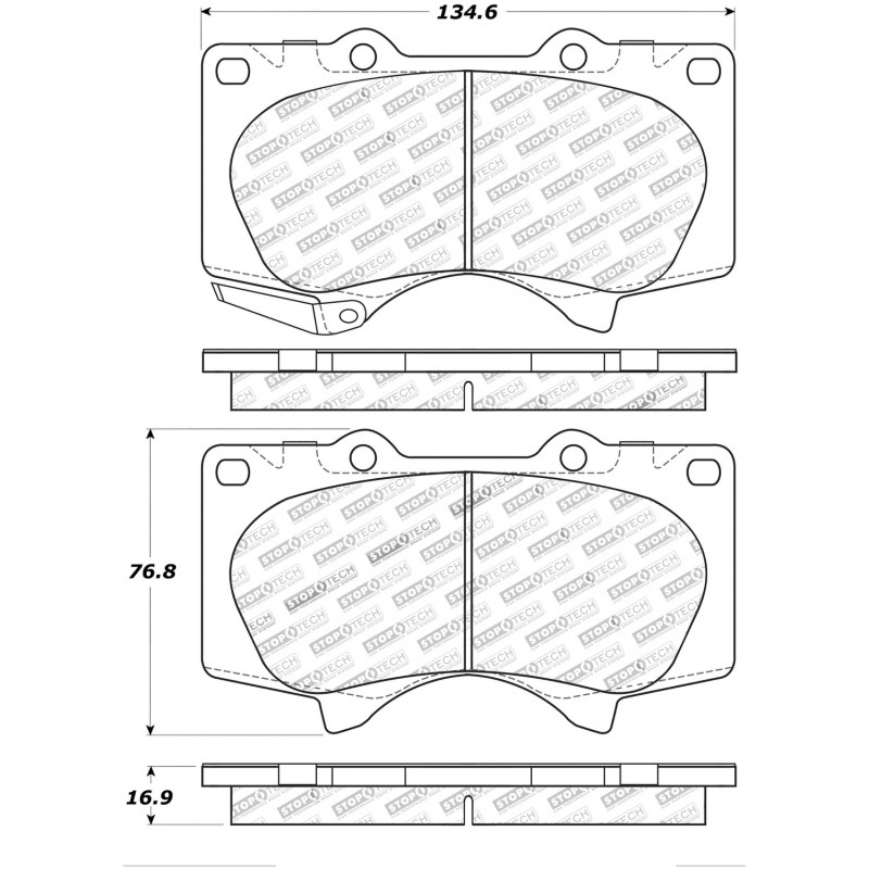StopTech Street Brake Pads with Shims/Hardware, Front - 2005-2019 Toyota Tacoma