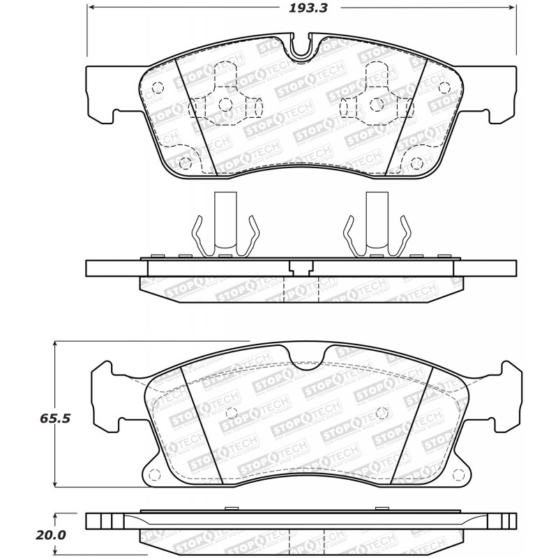 StopTech Street Brake Pads with Shims/Hardware, Front - 2014-2020 Jeep Grand Cherokee WK