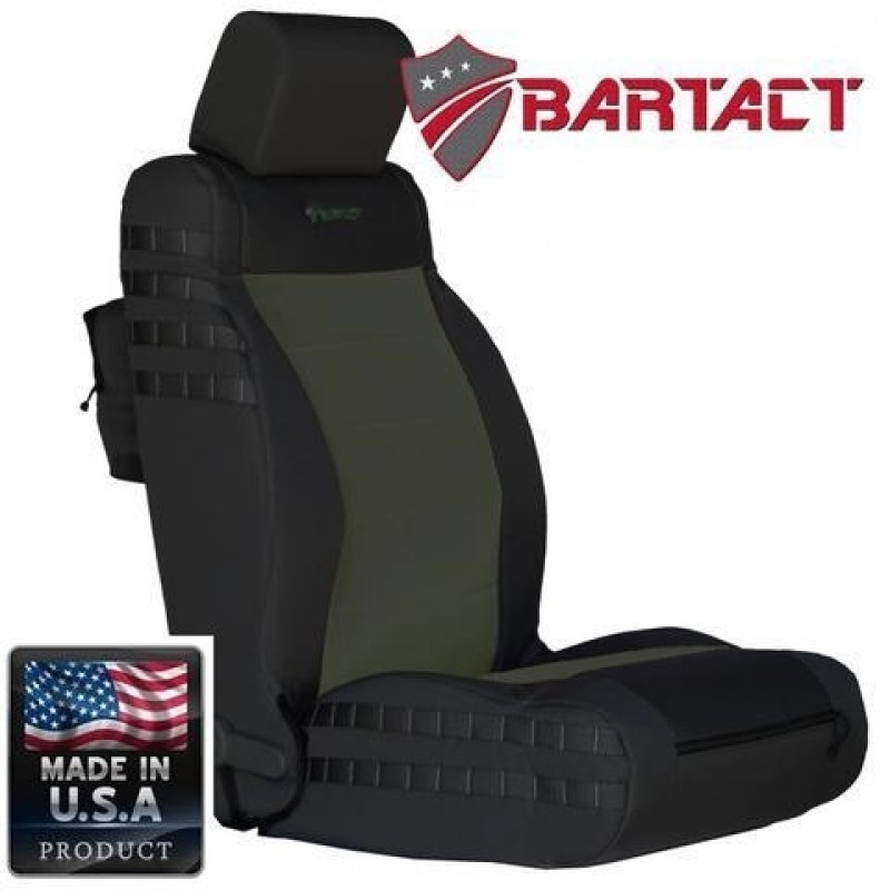 Bartact Tactical Series Front Seat Covers for 07-10 Wrangler JK/JKU,  Black/Olive Drab - Pair | Best Prices & Reviews at Morris 4x4