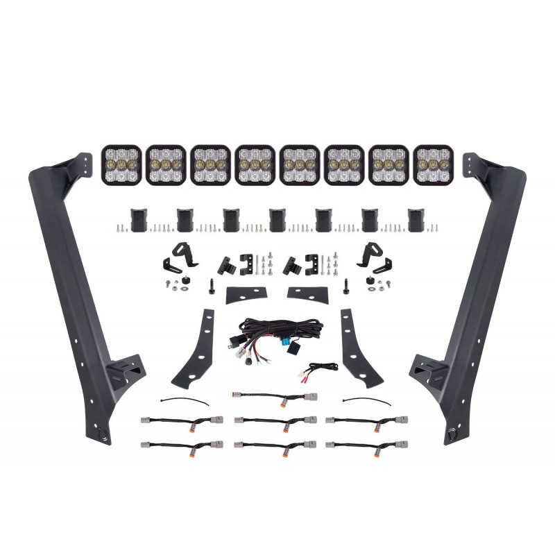 Diode Dynamics SS5 Pro CrossLink Windshield Lightbar Kit for 2007-2018 Jeep Wrangler JK and JK Unlimited - White Combo