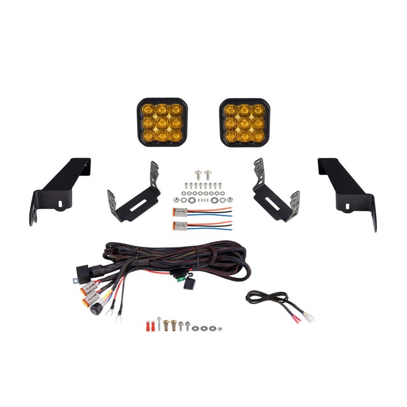 Diode Dynamics SS5 CrossLink Bumper Lightbar Kit Sport for Jeep Wrangler JL and JL Unlimited Yellow Driving